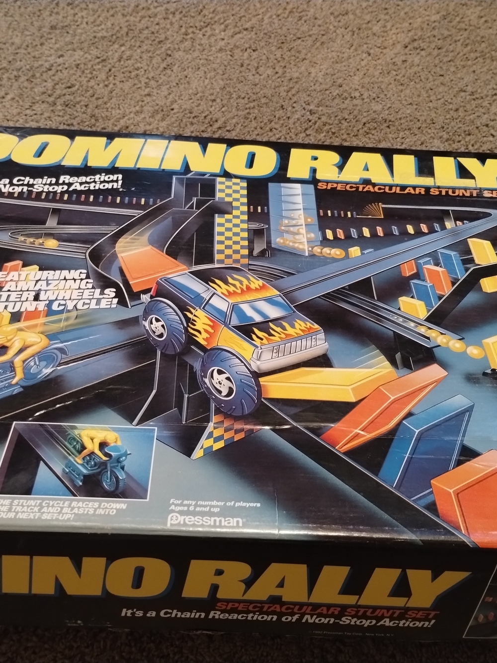 Domino Rally Spectacular Stunt Set - Blue & Yellow Vintage 1992